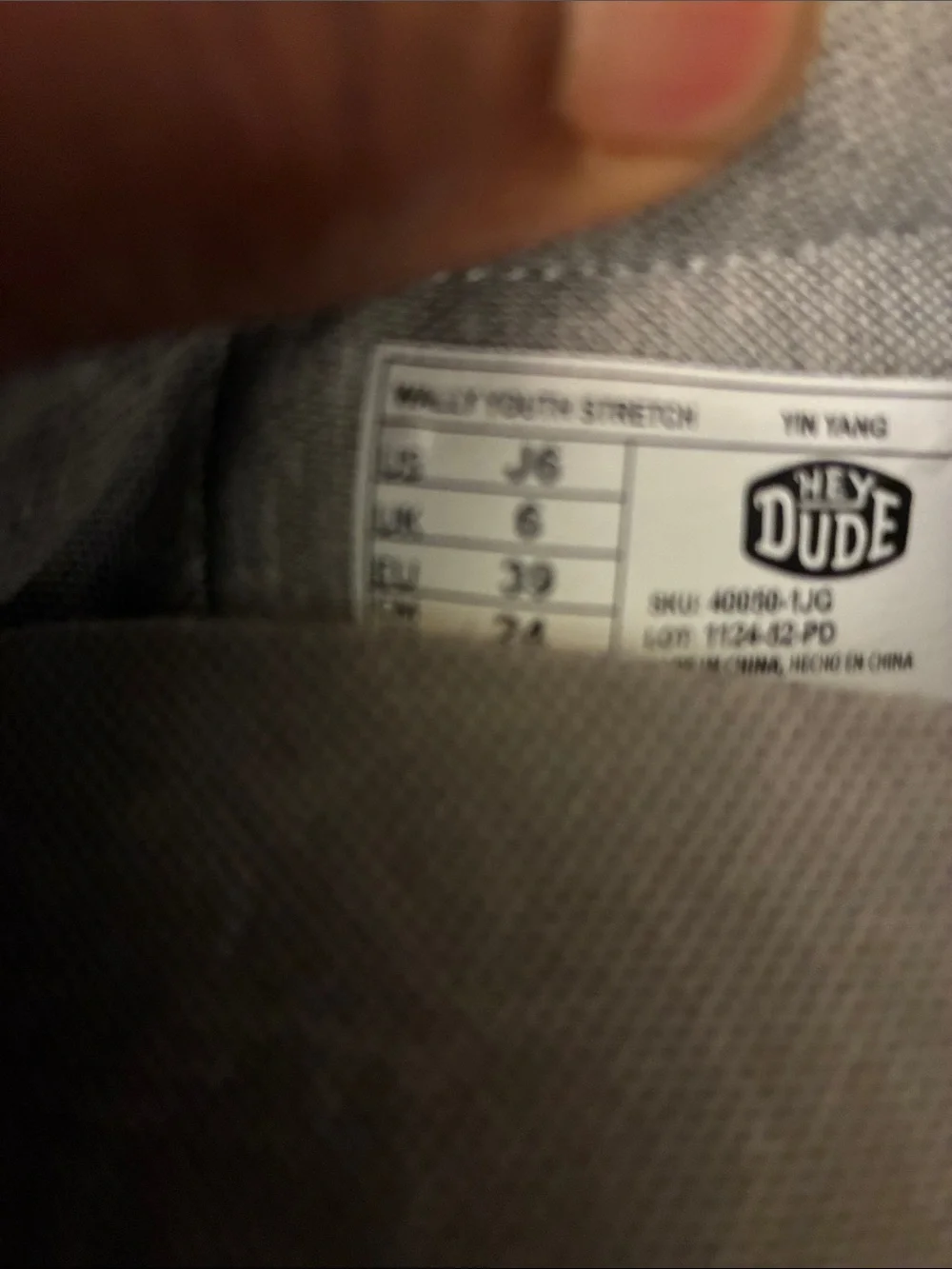 Hey Dude Grey Knit Slip-On Loafers-Je. Youth size 6